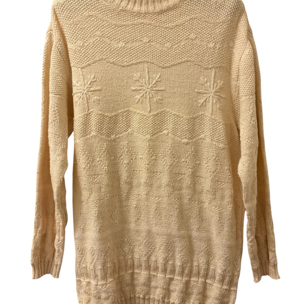 Liz Claiborne Vintage Christmas Cream Cowl Turtleneck Sweater